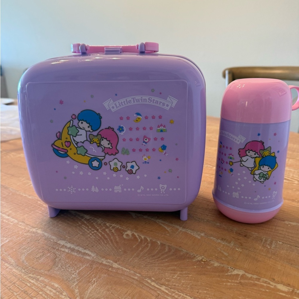 Sanrio Little Twin Stars Purple and Pink Thermos Set Authentic 90s